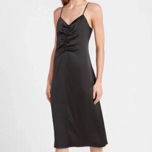 EXPRESS Black‎ SATIN RUCHED FRONT SLIP DRESS Size M